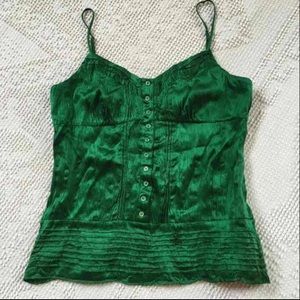 Green silk cami tank top bcbg max azria